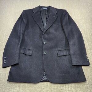 Vintage Polo Ralph Lauren Blazer Mens 40 Long Black Camel Hair USA Made Coat